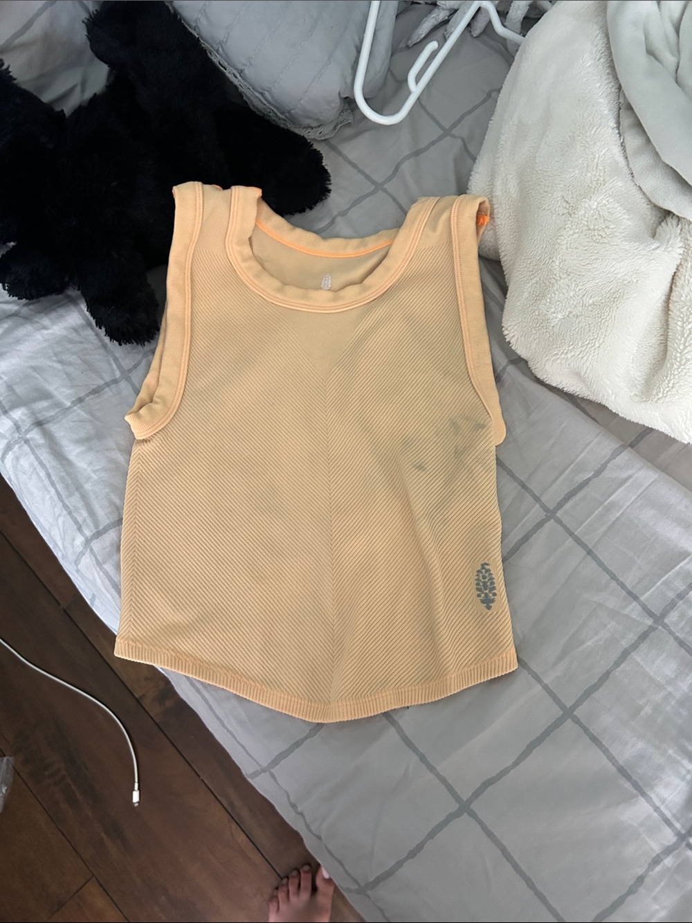 Free People Peach Ribbed Tank Top